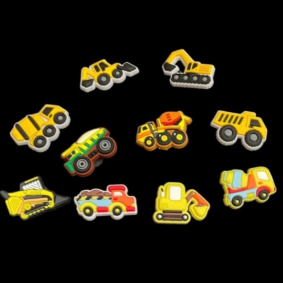 Shoe Charms for Clogs or Crocs 10 Pieces Construction Trucks Vehicles NWOT - Picture 6 of 6